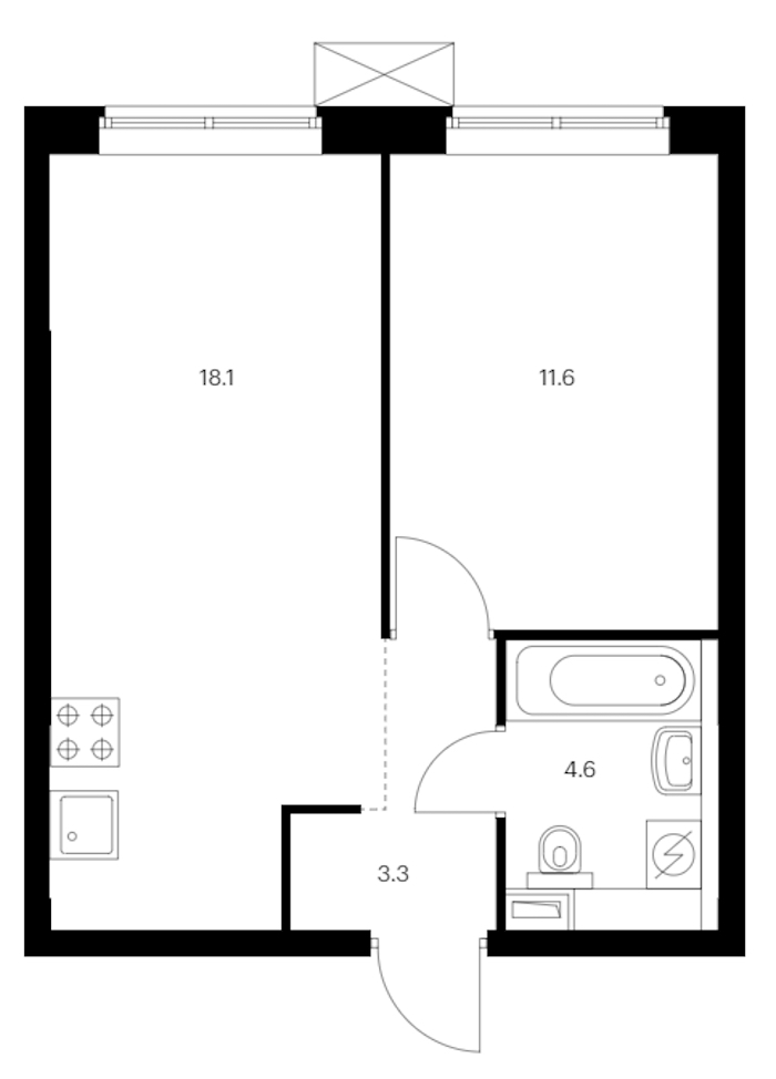 1-комнатная квартира 36.6 м², 11/12 эт., ЖК «Шкиперский 19»